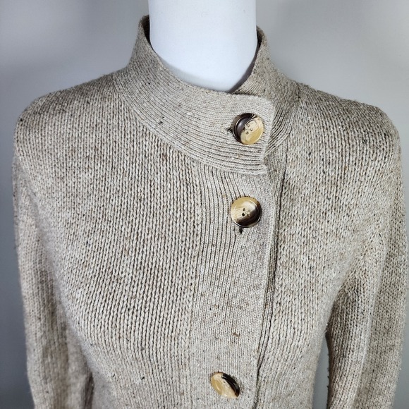 Rosanna‎ Wool Blend Knit Cardigan Womens Medium Oatmeal Sweater Cottagecore Gran - Picture 2 of 13